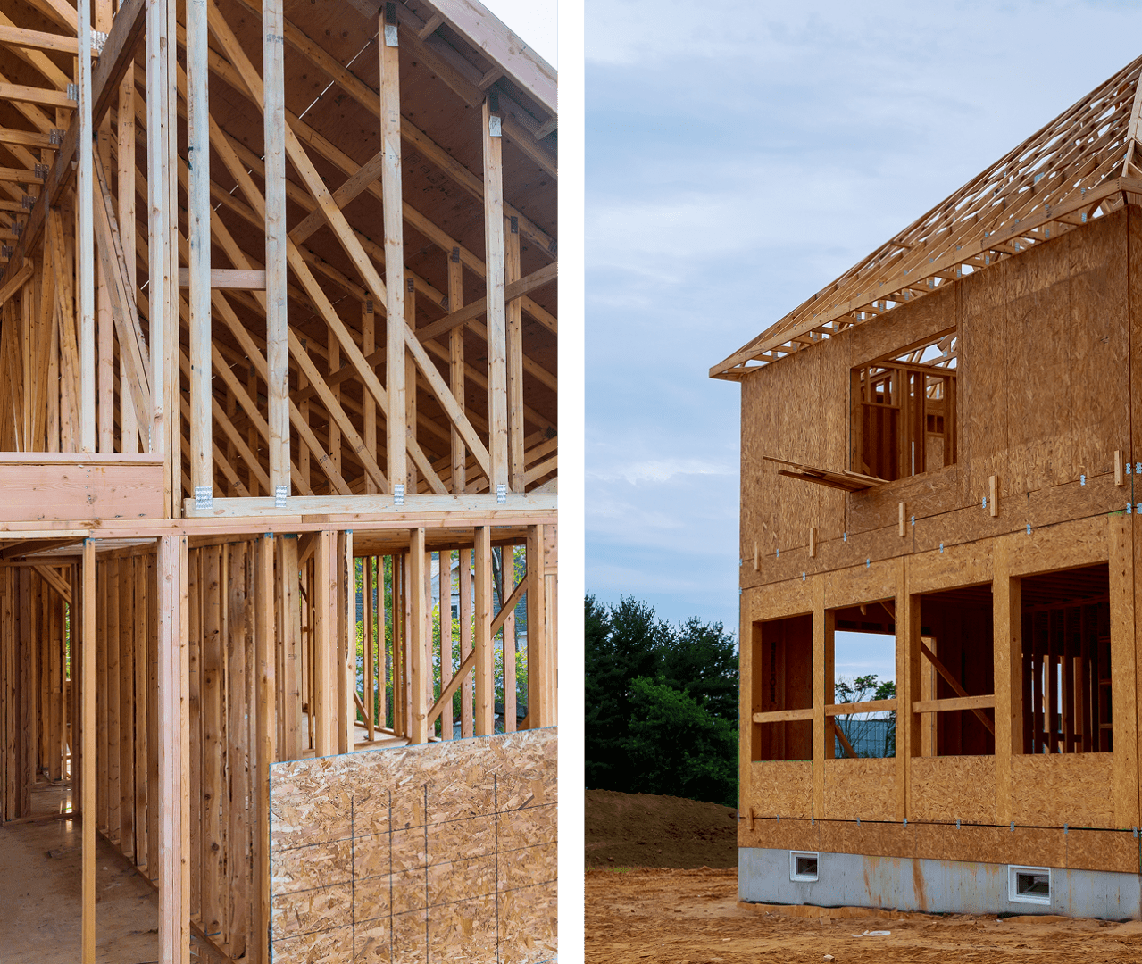 Residential building construction progress outside